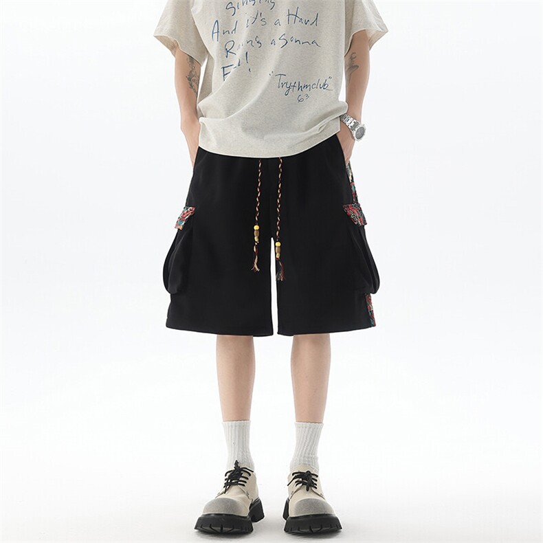 8XL-M民族风拼接工装短裤男夏季新款风中式五分裤子DK26003p45,男装休闲裤,电商B312