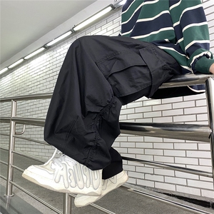 日系复古宽松阔腿工装长裤男港风直筒束脚休闲裤子潮 GK7137-P45图片