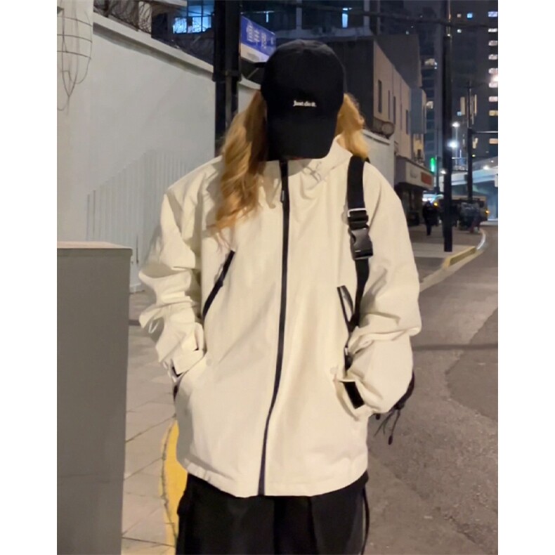 C2334-TP85控价118春季休闲运动女防水冲锋衣宽松纯色连帽外套,男装夹克,电商A102-1
