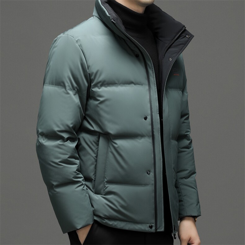 中年男士冬季立领商务羽绒服爸爸冬装新款休闲加厚保暖白鸭绒外套,男装羽绒服,电商B212（原钱塘6029）