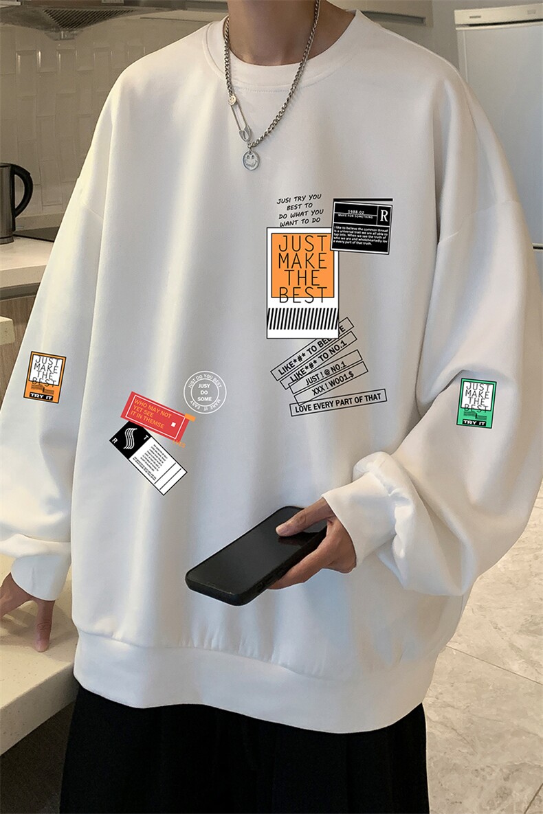 麂皮绒卫衣男大码重磅长袖t恤男JW81121-P35加绒款P45,男装卫衣,电商A040