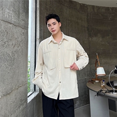 秋季新款时尚方领男衬衣廓形大口袋垂感衬衫潮流A345-282-P85，男装衬衫，电商A345