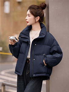 时尚休闲立领短款羽绒服女2025冬季新款宽松加厚保暖90白鸭绒外套图片