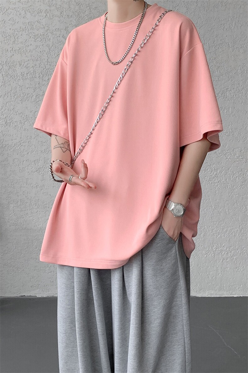 8XL-M高品质重磅棉光版纯色短袖T恤百搭款半截袖五分袖DX332特P23,男装T恤,电商D206-1