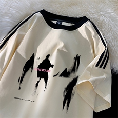 量大优供抖音视频支持得物品质配合二开美式三条杠短袖t恤ZD168，男装T恤，电商A486