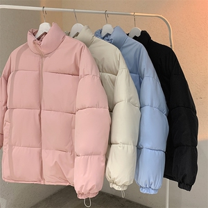 1506/MY100/P50立领极简风男女情侣韩版百搭纯色面包棉服棉衣图片