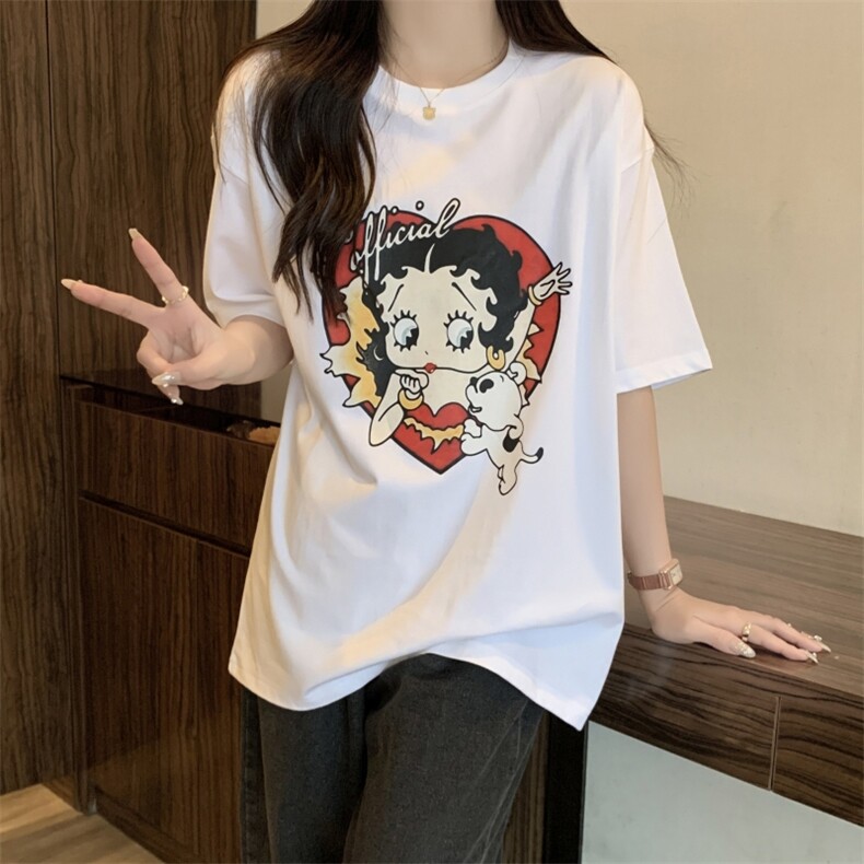 T0600-P25贝蒂女郎纯棉印花短袖卡通印花全棉T恤宽松版,男装T恤,星座617A-2
