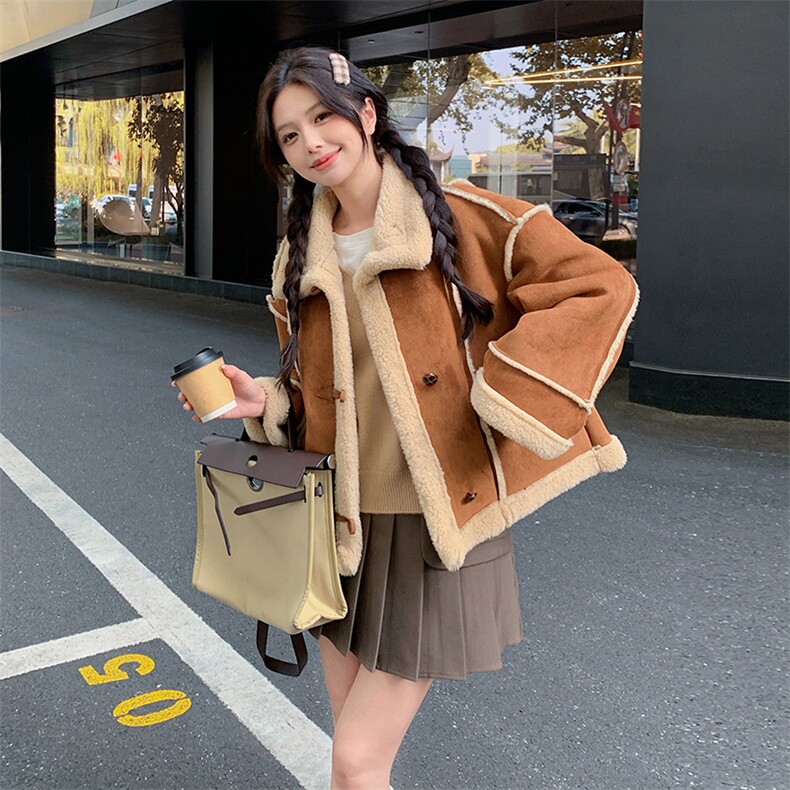 新款现货主推皮毛一体外套9896-P185-K268,女装短外套,2C129
