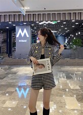 小香风格子套装，女装职业装，沐依惜(2F)
