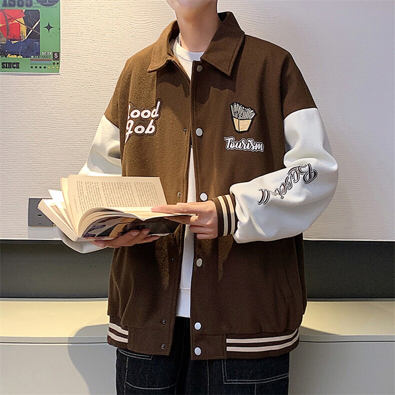 港风拼接翻领百搭休闲宽松夹克外套男XZ214-8JK807P68,男装夹克,星座1204-3
