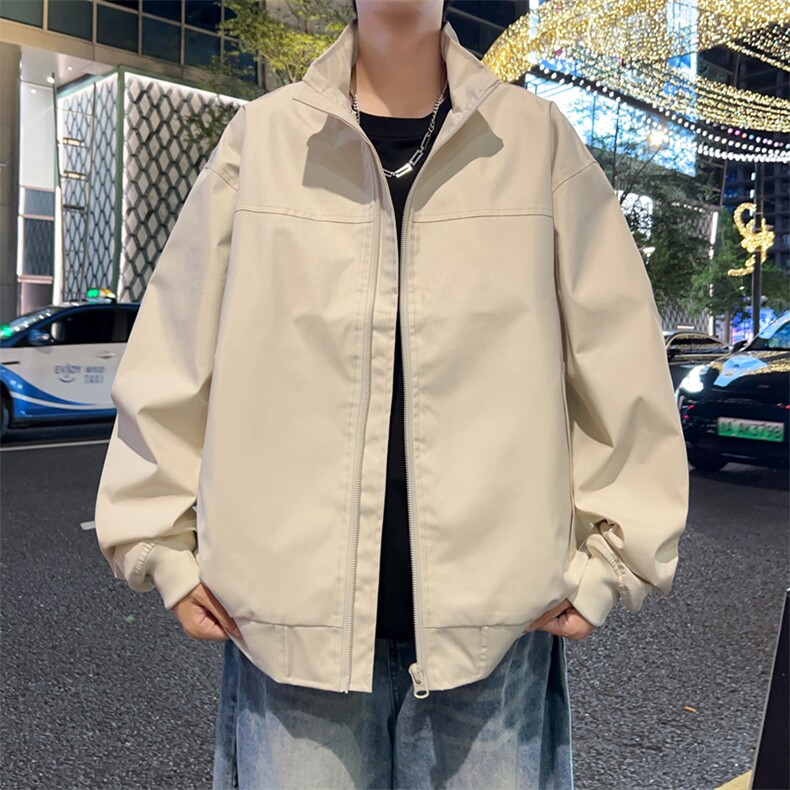 抖音直播飞行立领休闲纯色复古百搭外套美式教练夹克26188-39,男装夹克,星座1402-2