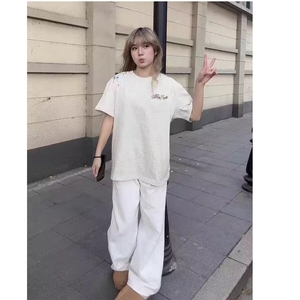 【网图现货】美式宽松花卉藤蔓刺绣复古T恤W25/P38图片