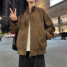 数据款棒球领飞行夹克雾感夹克街头教练翻领外套26183P60，男装夹克，电商A128