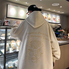 24春秋季360G麂皮绒烧花宽松休闲连帽卫衣控78，男装卫衣，电商B370