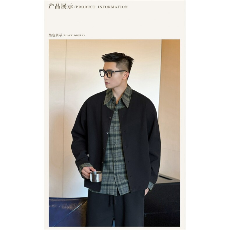 GS6167P68美式复古假两件针织开衫衬衣韩版日系商务长袖衬衫,男装衬衫,星座1108-5