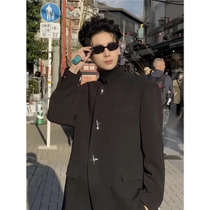 新中式垫肩中山装西服外套男女风潮牌痞帅休闲西装夹克-XZ619图片