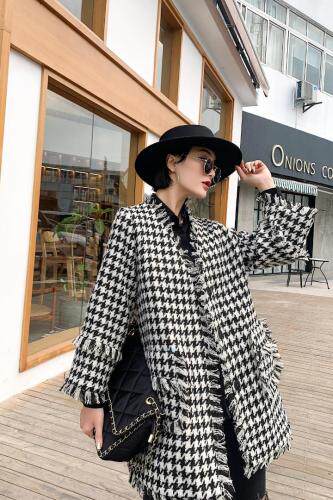 千鸟格大衣，女装，哥卓