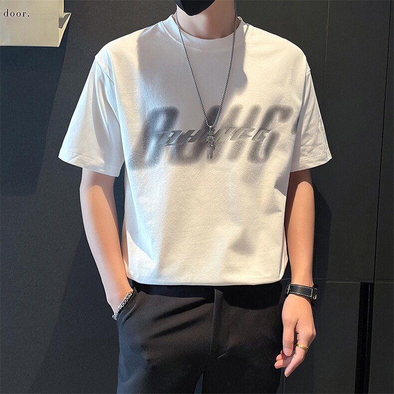 TX26-P48夏季T恤男短袖半截袖新款男装上衣痞青年半袖-黑2控68,男装T恤,电商D327