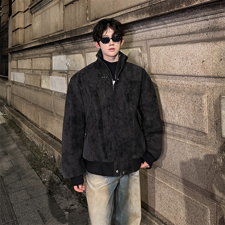 405A美式复古飞机扣设计皮衣短款棉服MY25812-特批100控178，男装皮衣，星座405A