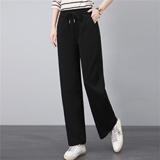 长期有货休闲裤女2026年春秋新款中年妈妈宽松大码松紧腰直筒卫裤，女装休闲裤，璐依舞