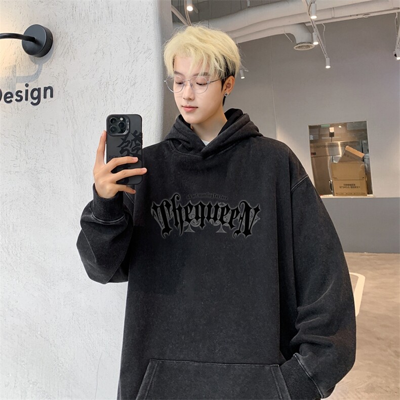 美式潮牌重磅水洗做旧连帽卫衣力推大码男XZ517A-2-Y7743-P68,男装卫衣,星座517A-2