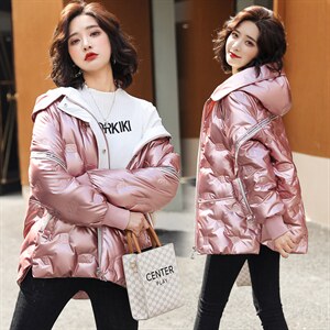 现货1000件2022年冬季新款韩版时尚宽松显瘦白鸭绒中长款连帽外套，女装羽绒服，笃写