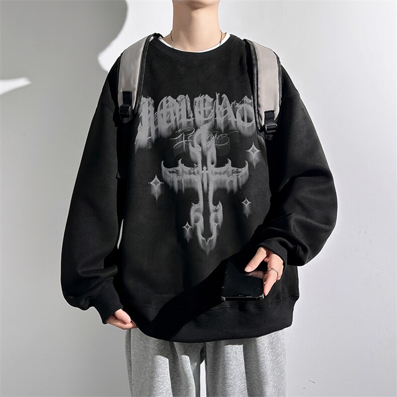 400克麂皮绒秋季上衣宽松潮牌百搭卫衣休闲外套男WY301P50控68,男装卫衣,星座205-1