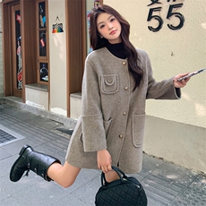 山羊绒双面呢大衣女装宽松显瘦中长款外套，女装双面呢大衣，天使之佳话