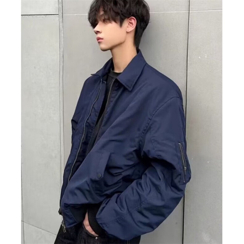 美式复古飞行夹克外套男潮牌高级感翻领短款棒球服 J633图片