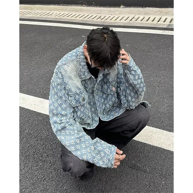 美式潮牌新款小众设计感复古牛仔外套2025宽松夹克上衣W6306-P67,男装夹克,星座412-2