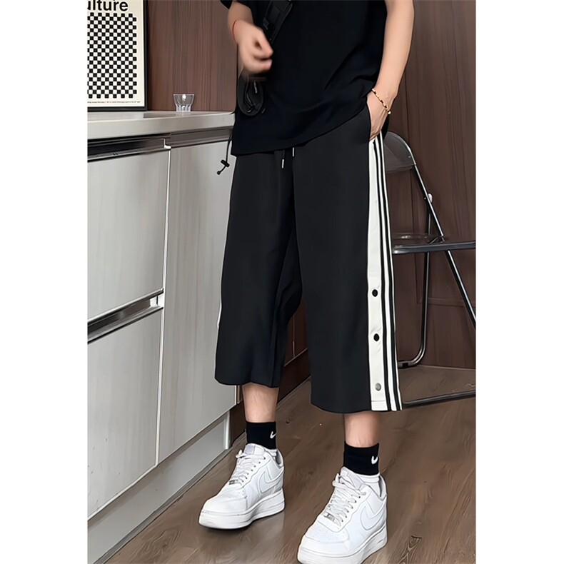 K3038/P30夏季新款7分裤中裤男短裤宽松大码排扣开衩七分裤男,男装休闲裤,电商A141