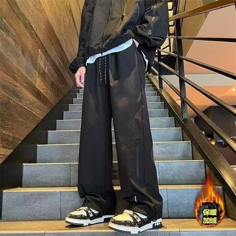 冲锋裤男士加绒新款户外防水速干宽松直筒运动工装休闲长裤子男,男装工装外套,星座1210-1
