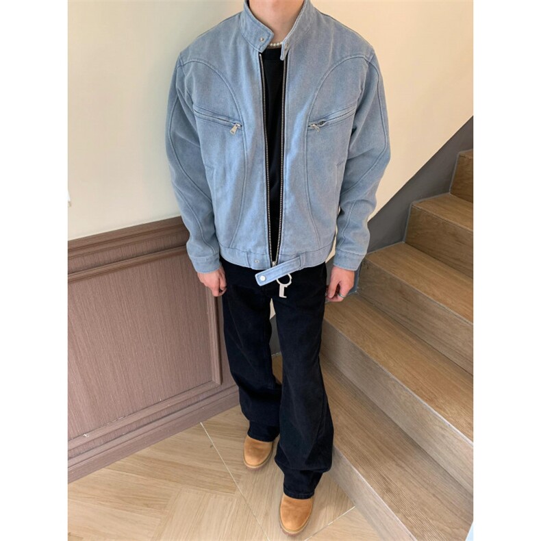 【有货】冰川蓝立领外套男高级感痞帅春秋工装夹克JK7703CC-特P65,男装夹克,星座1007（原301D）