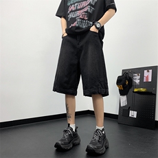 夏季新款倒穿牛仔短裤反穿设计潮牌美式宽松阔腿休闲短裤，男装牛仔裤，星座410-6（原星座1304-1）