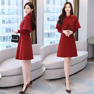 2021冬季羊绒呢料连衣裙,女装连衣裙,金典明美