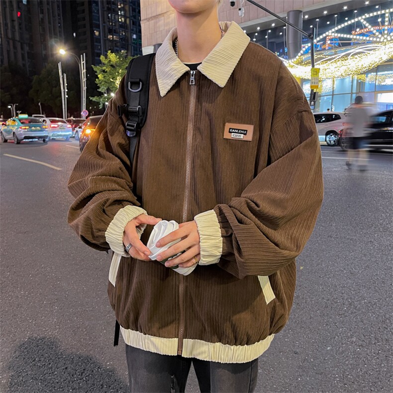 美式复古潮牌设计感外套男秋季小众拼色宽松情侣夹克W7860-P55,男装夹克,星座512-4