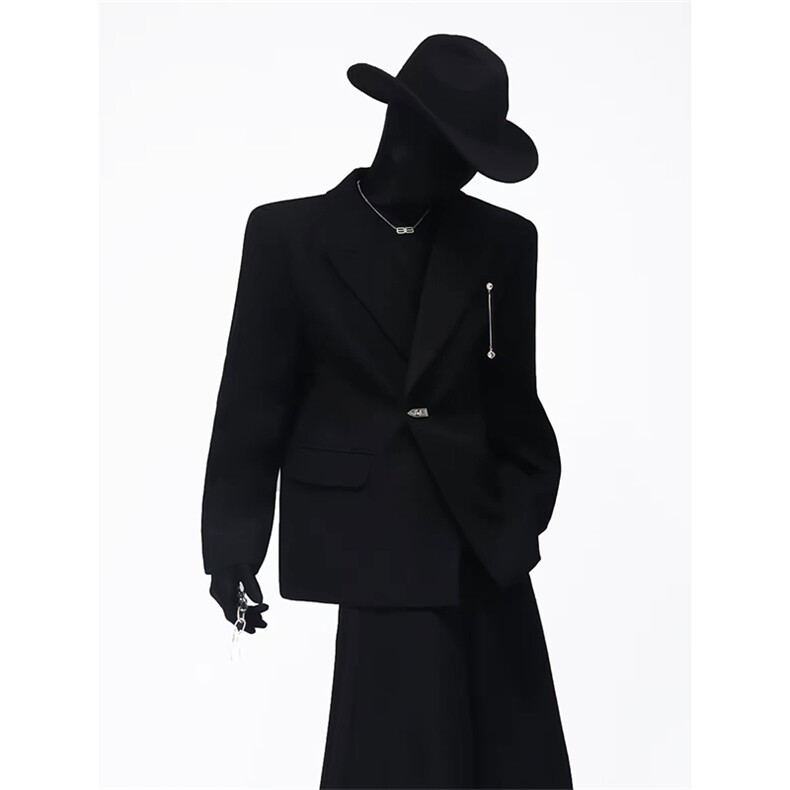 网图高级感金属设计感垫肩西装外套男士休闲西服XZ15P125，男装西服套装，星座512-1（原513-3）