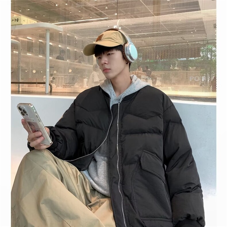 冬季美式立领潮牌棉衣男休闲宽松加厚保暖棉服棉袄外套C3211-p80,男装棉衣,星座1008