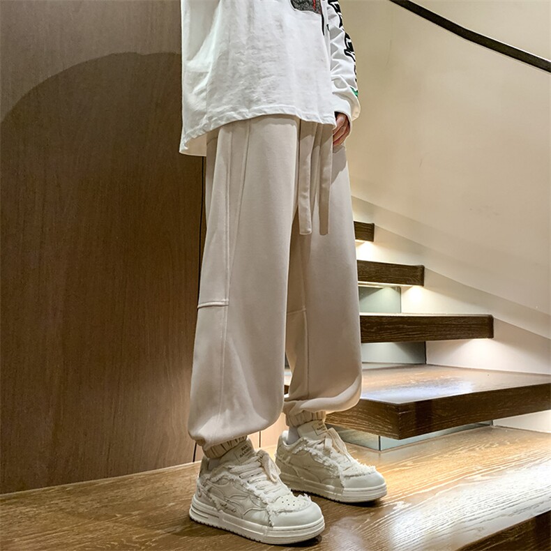 港风秋冬长裤本布织裤袋美式卫裤宽松休闲束脚卫裤K23305-P40控58,男装休闲裤,星座717