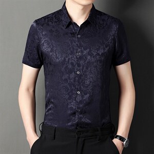新款2023夏季男装上衣休闲百搭短袖宽松衬衫男士衬衣潮流图片