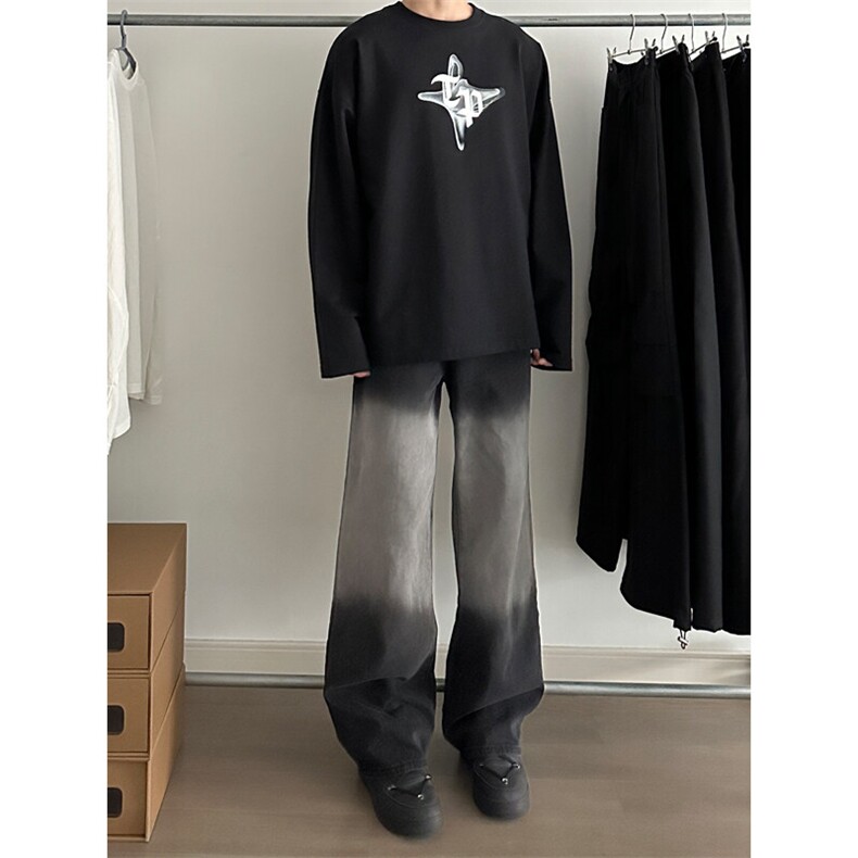 渐变修身牛仔裤美式高街vibe裤子,男装牛仔裤,星座310A-4
