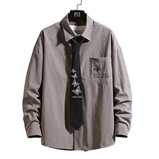 LC42108-P45加绒款P55痞帅领带长袖衬衫男士大码dk制服男jk砖墙，男装衬衫，电商A040A