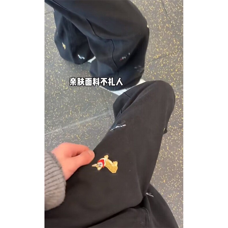 美式复古趣味刺绣牛仔裤潮牌2026春季新款水洗做旧显瘦直筒裤子,男装牛仔裤,星座601-1