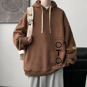 WY2114-P35 纯棉连帽卫衣男大码运动帽衫宽松薄外套男图片