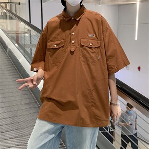 polo衫男短袖港风潮流百搭2023夏季新款ins宽松帅气衬衫W2934-P35图片
