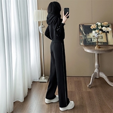 高端白色短款外套休闲运动长裤两件套，女装套装/套裙，江南