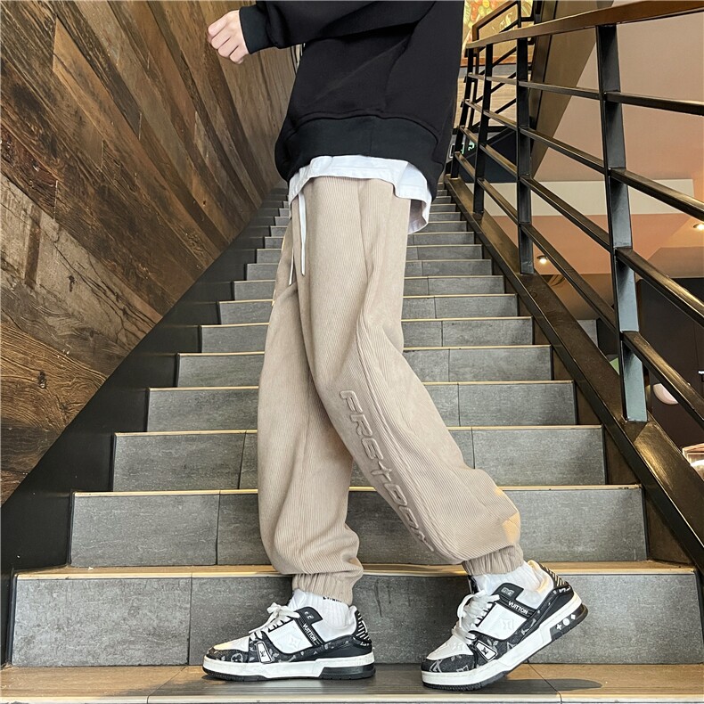 凹凸印花灯芯绒冬季裤子男加绒休闲长裤男生束脚运动裤K629-P55,男装休闲裤,电商A020