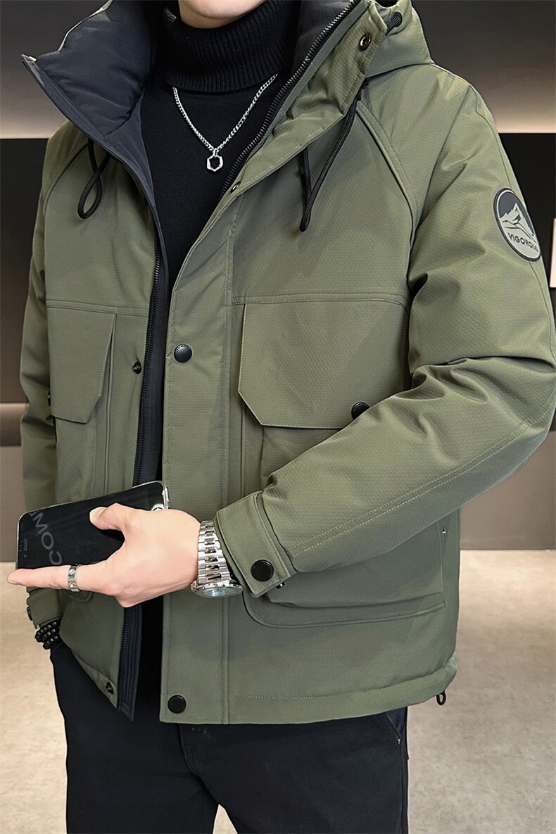 新标90白鸭绒2025年连帽时尚潮流保暖羽绒服男YR6059-P240,男装羽绒服,电商D240-242
