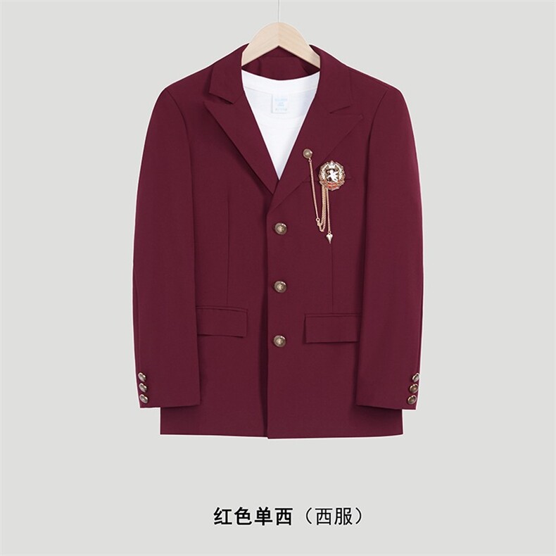 学院风DK西服套装宽松春秋季学生毕业照班服徽章JK制服TZ64 P62图片