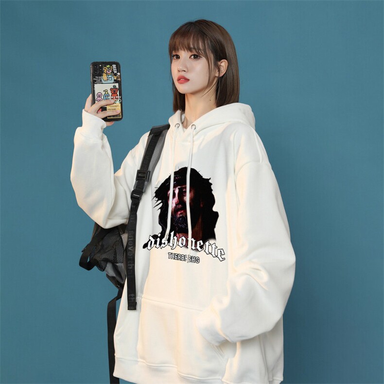 耶稣头像印花LOGO男女情侣潮牌连帽卫衣,男装卫衣,星座310A-4